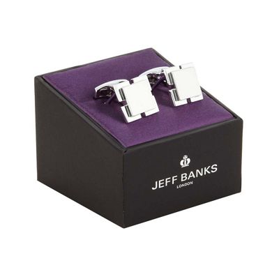 Jeff Banks Silver mixed finish cufflinks in a gift box